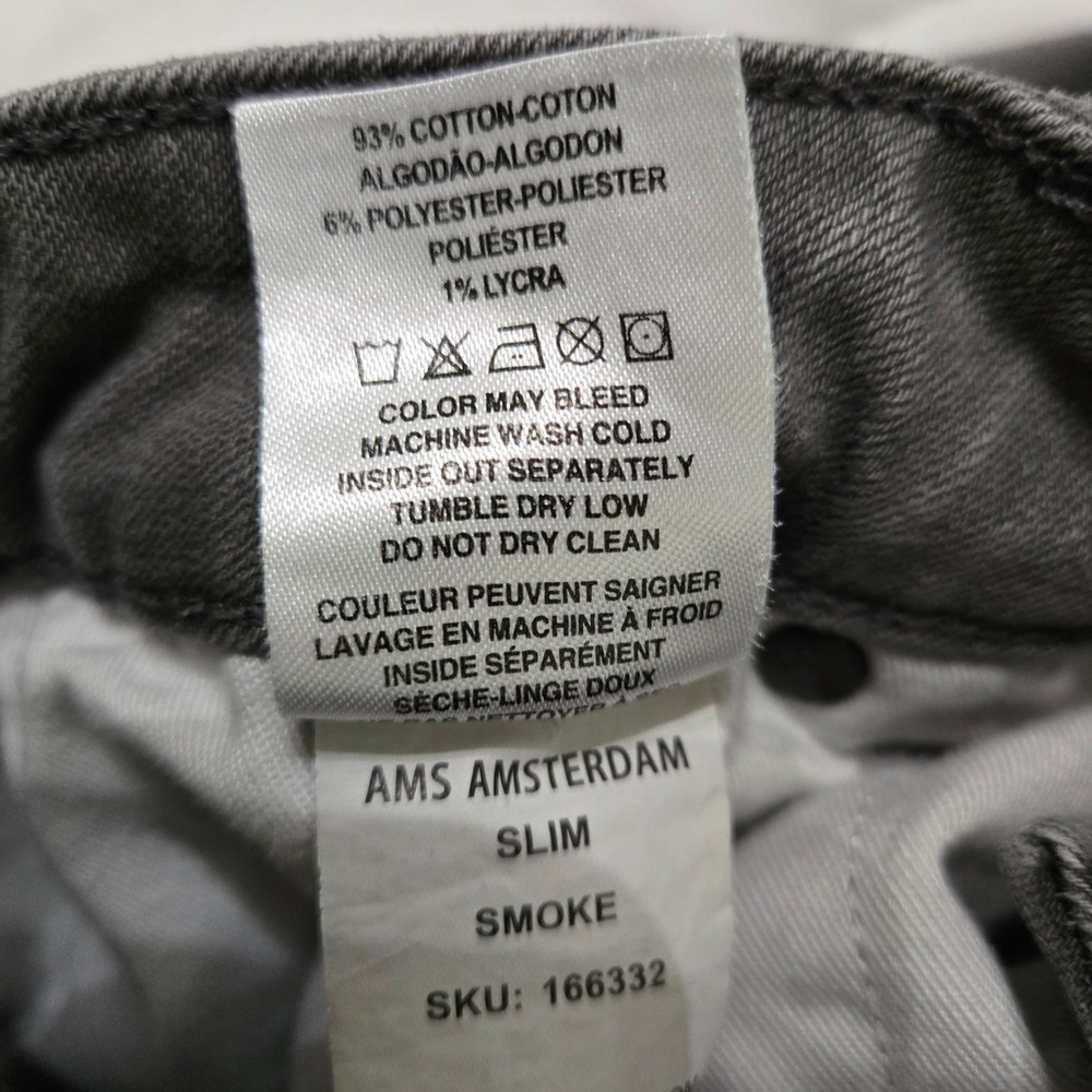 Warp + Weft AMS Amsterdam Slim Jeans Mens 34x32 Smoke Grey Stretch Denim 166332 - Picture 4 of 4